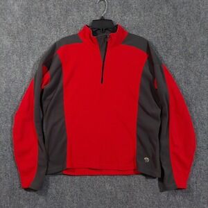 Mountain Hardwear Sweater Womens Large Red Gray Fleece Quarter Zip Pullover